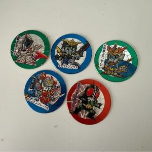 Lot Of 5 Collectible Japanese Menko Cards Pogs SD Gunman Kamen Rider Vintage